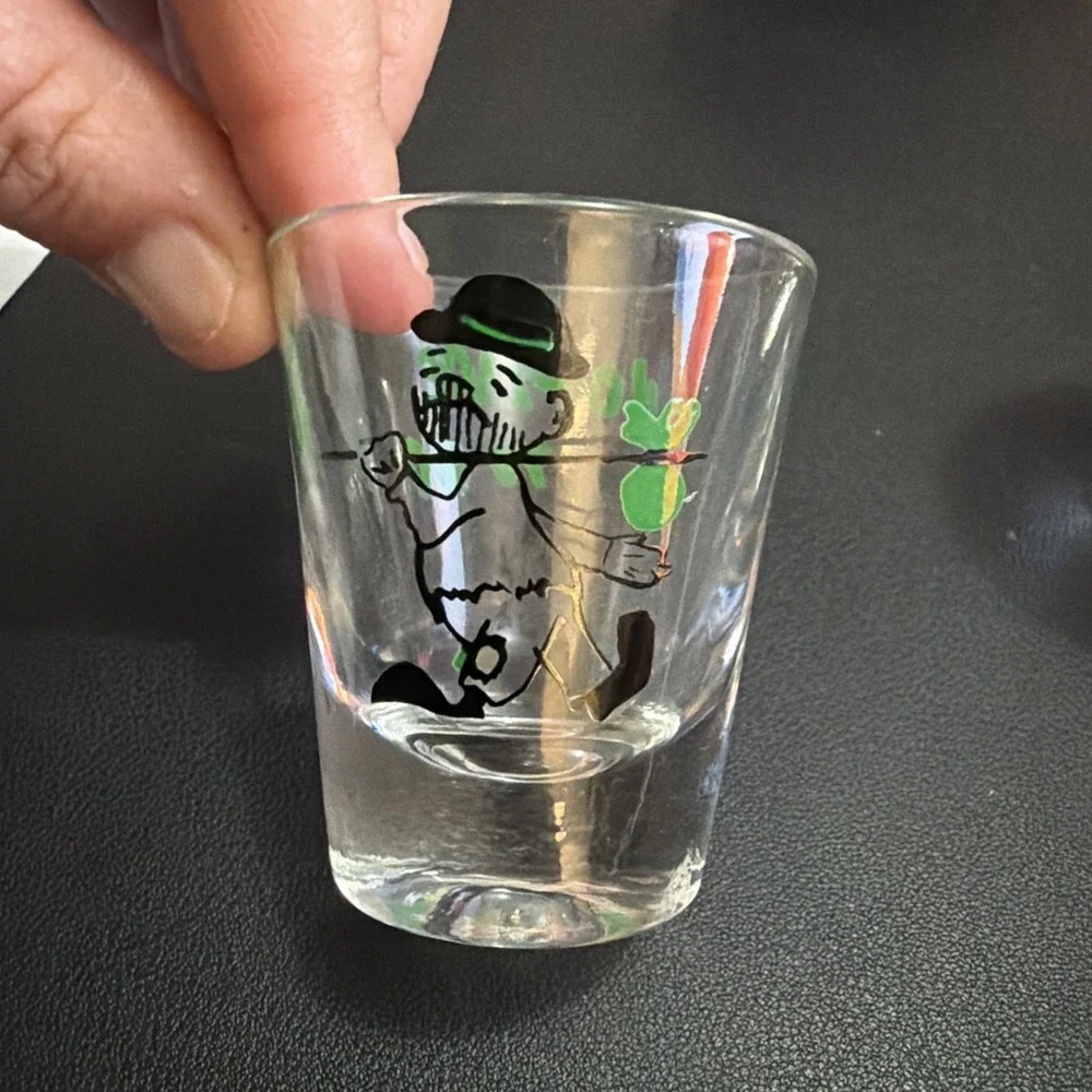 Vintage Bottoms Up And No Place To Go 2 Novelty Shot Glasses 1950's MCM